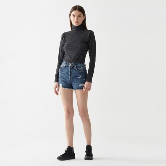 NWT Agolde Jaden high-rise cutoff denim jean shorts 31 - Picture 5 of 9